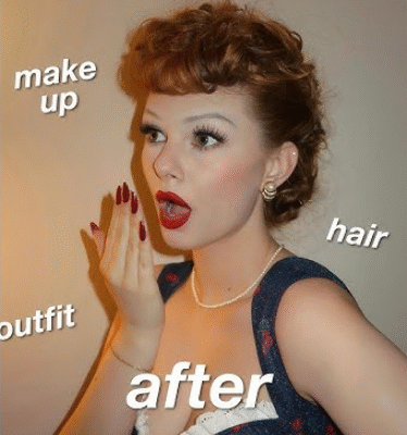 Transforming into Lucille Ball for Halloween…